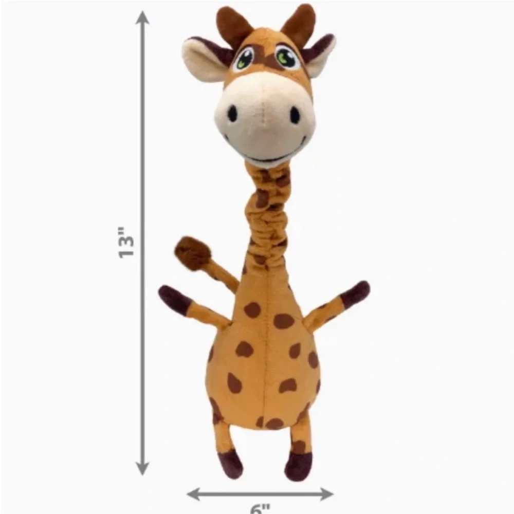 Kong Shakers Yellow and Brown Giraffe Plush Dog Toy-Brand New with Tags